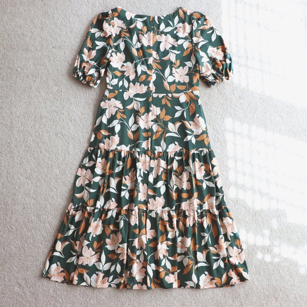 SOLD GAL MEETS GLAM Midi Floral Dress Green sz 10 - Picture 6 of 16